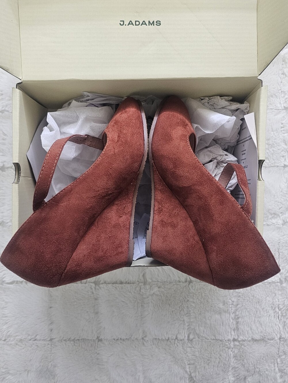 Bella Marie Women's Rust Suede Mary Jane Heels